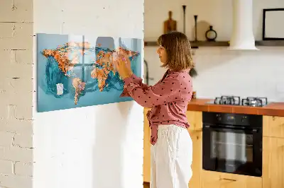 Lavagna magnetica per disegnare con stampa di mappa del mondo astratta