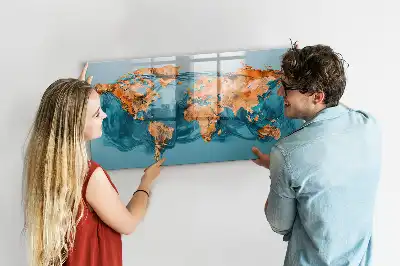 Lavagna magnetica per disegnare con stampa di mappa del mondo astratta