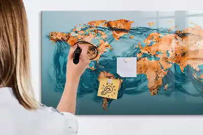 Lavagna magnetica per disegnare con stampa di mappa del mondo astratta