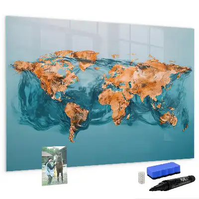 Lavagna magnetica per disegnare con stampa di mappa del mondo astratta
