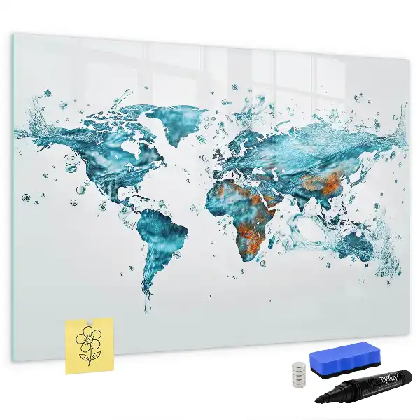 Lavagna magnetica a forma di mappa del mondo