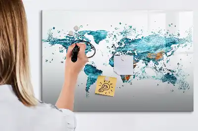 Lavagna magnetica a forma di mappa del mondo