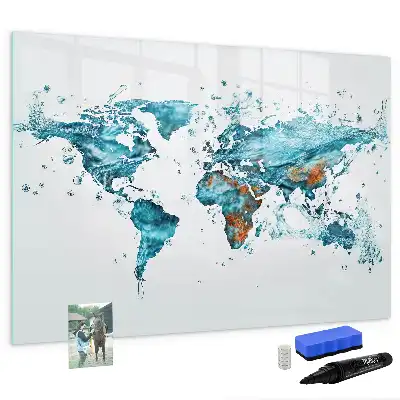 Lavagna magnetica a forma di mappa del mondo