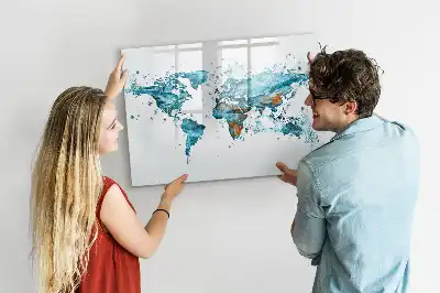 Lavagna magnetica a forma di mappa del mondo