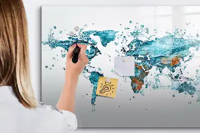 Lavagna magnetica a forma di mappa del mondo