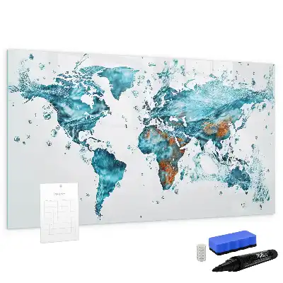 Lavagna magnetica a forma di mappa del mondo