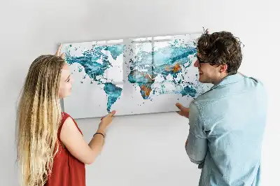 Lavagna magnetica a forma di mappa del mondo