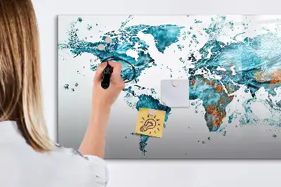 Lavagna magnetica a forma di mappa del mondo
