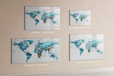 Lavagna magnetica a forma di mappa del mondo