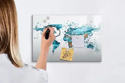 Lavagna magnetica a forma di mappa del mondo