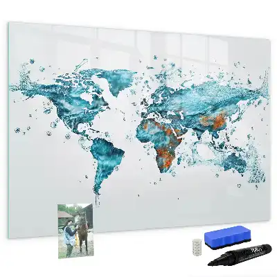 Lavagna magnetica a forma di mappa del mondo