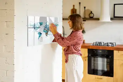 Lavagna magnetica a forma di mappa del mondo