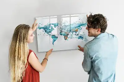 Lavagna magnetica a forma di mappa del mondo
