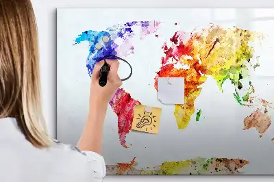 Mappa del mondo ad acquerello lavagna magnetica per disegnare