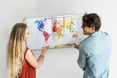 Mappa del mondo ad acquerello lavagna magnetica per disegnare