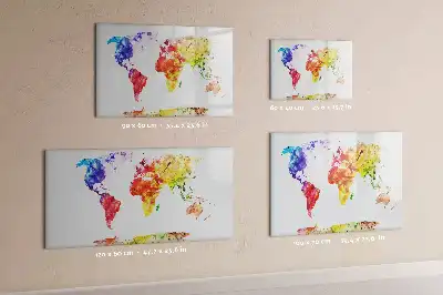Mappa del mondo ad acquerello lavagna magnetica per disegnare