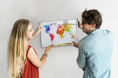 Mappa del mondo ad acquerello lavagna magnetica per disegnare