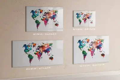Lavagna magnetica a forma di mappa del mondo con design a triangoli