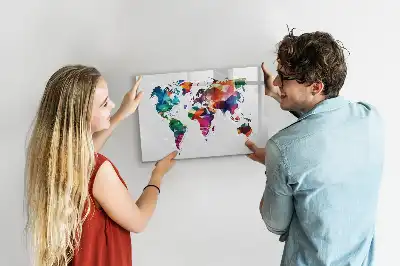 Lavagna magnetica a forma di mappa del mondo con design a triangoli
