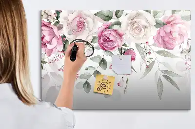 Lavagna magnetica per disegnare motivo rose ad acquerello