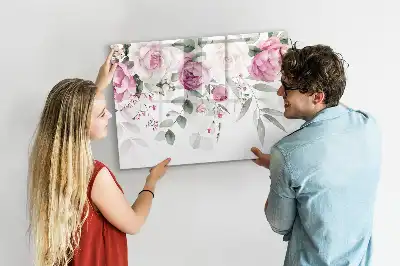 Lavagna magnetica per disegnare motivo rose ad acquerello