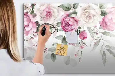 Lavagna magnetica per disegnare motivo rose ad acquerello