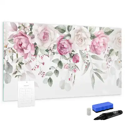 Lavagna magnetica per disegnare motivo rose ad acquerello