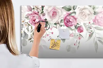 Lavagna magnetica per disegnare motivo rose ad acquerello