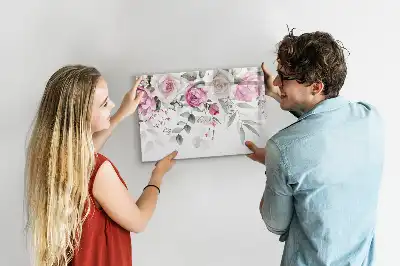 Lavagna magnetica per disegnare motivo rose ad acquerello
