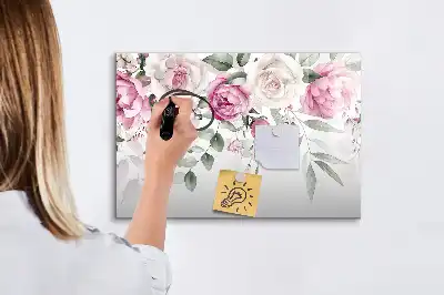 Lavagna magnetica per disegnare motivo rose ad acquerello