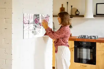 Lavagna magnetica per disegnare motivo rose ad acquerello