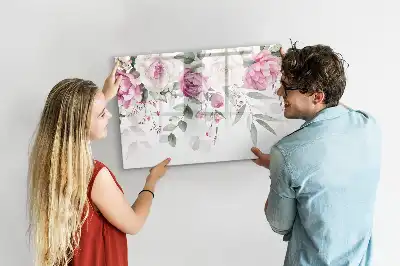 Lavagna magnetica per disegnare motivo rose ad acquerello