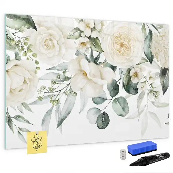 Lavagna magnetica per disegnare decorata con fiori