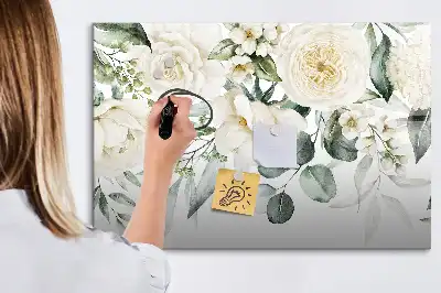 Lavagna magnetica per disegnare decorata con fiori