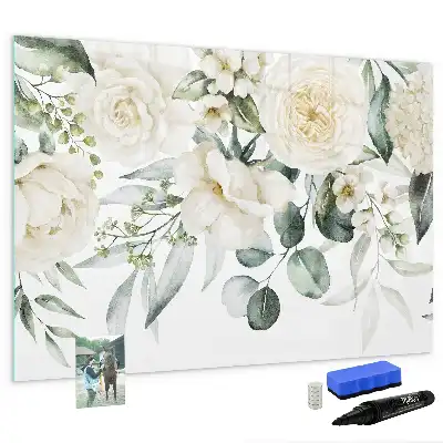 Lavagna magnetica per disegnare decorata con fiori