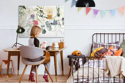 Lavagna magnetica per disegnare decorata con fiori