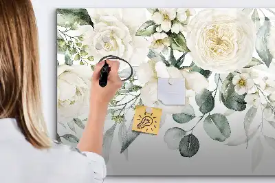Lavagna magnetica per disegnare decorata con fiori