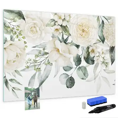 Lavagna magnetica per disegnare decorata con fiori
