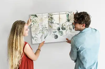 Lavagna magnetica per disegnare decorata con fiori