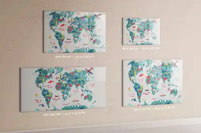 Mappa del mondo illustrata lavagna magnetica per disegnare