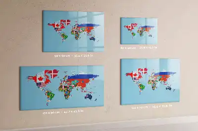 Lavagna magnetica con mappa del mondo e bandiere