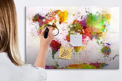 Lavagna magnetica per disegnare con stampa mappa del mondo ad acquerello