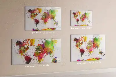 Lavagna magnetica per disegnare con stampa mappa del mondo ad acquerello
