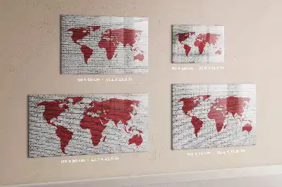 Lavagna magnetica per disegnare motivo mappa del mondo su muro di mattoni