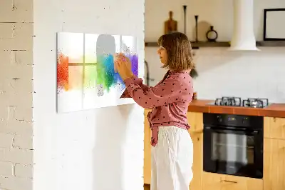 Lavagna magnetica decorata con motivo astratto arcobaleno