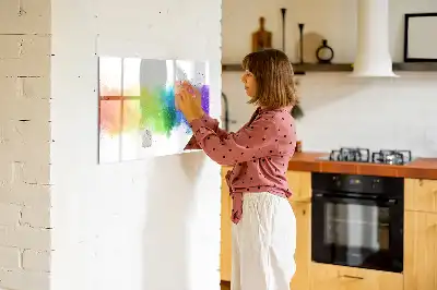 Lavagna magnetica decorata con motivo astratto arcobaleno