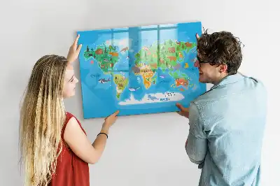 Lavagna magnetica a forma di mappa a fumetto