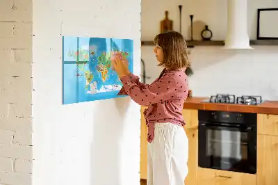 Lavagna magnetica a forma di mappa a fumetto