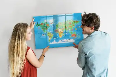 Lavagna magnetica a forma di mappa a fumetto