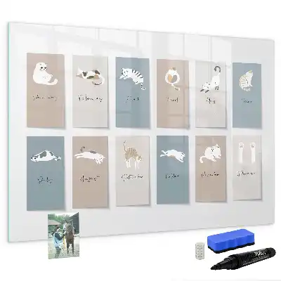 Lavagna magnetica per disegnare con calendario a tema gatti